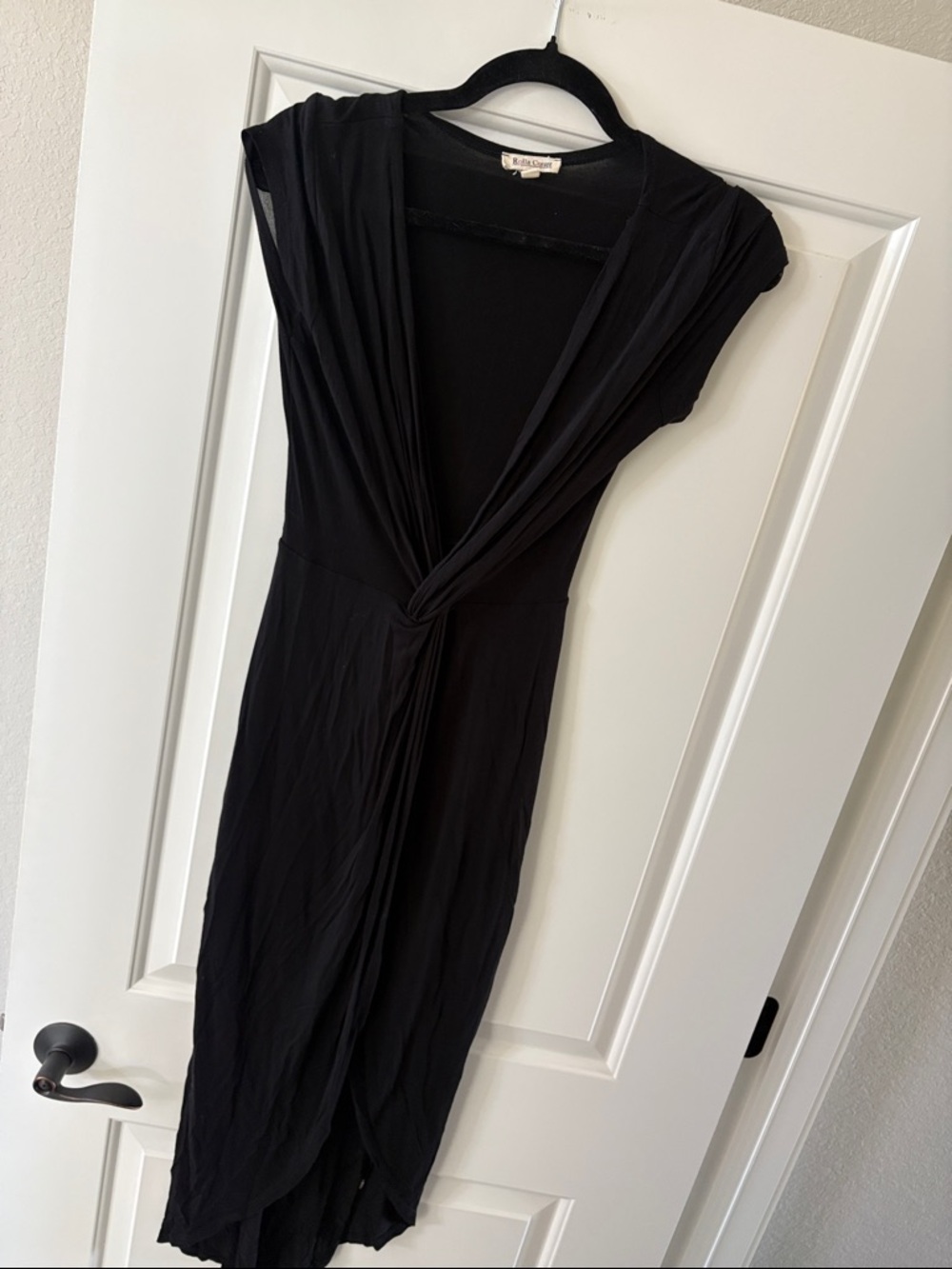 Rolla Coster Black Twist-Knot V-Neck Midi Dress - Picture 2 of 3